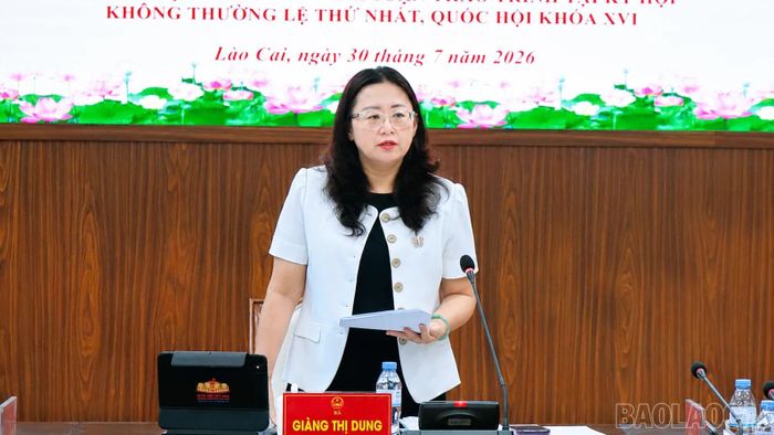 Đồng chí Giàng Thị Dung - Phó Bí thư Tỉnh ủy, Trưởng Đoàn đại biểu Quốc hội tỉnh kết luận hội nghị