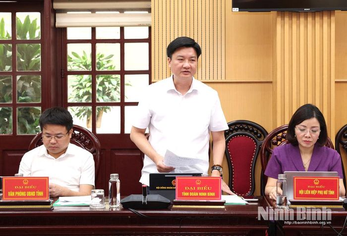 Lãnh đạo Tỉnh đoàn Ninh Bình phát biểu tại hội nghị.