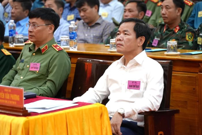 Đồng chí Nguyễn Văn Phương, Bí thư Tỉnh ủy, Trưởng ban Chỉ đạo diễn tập tỉnh dự và chỉ đạo khai mạc - Ảnh: T.Đ