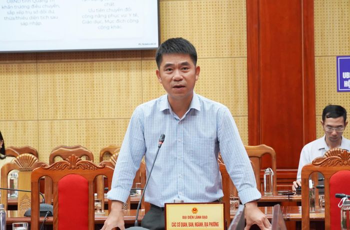 Đại diện các sở, ngành đề xuất giải pháp xử lý cơ sở nhà, đất dôi dư - Ảnh: X.P