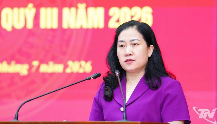 Đồng chí Đỗ Thị Minh Hoa, Ủy viên Ban Thường vụ, Trưởng Ban Tuyên giáo và Dân vận Tỉnh ủy, phát biểu.