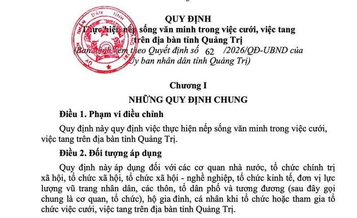 UBND tỉnh Quảng Trị vừa ban hành quy định thực hiện nếp sống văn minh trong việc cưới, việc tang. Đáng chú ý, địa phương khuyến khích cô dâu, chú rể dâng hoa tri ân liệt sĩ, làm từ thiện hoặc trồng cây lưu niệm trong ngày cưới.