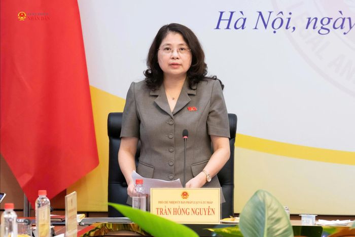 Phó Chủ nhiệm Ủy ban Pháp luật và Tư pháp Trần Hồng Nguyên phát biểu