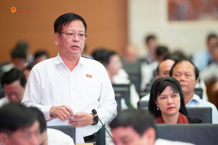 Phó Chủ nhiệm Ủy ban Pháp luật và Tư pháp Nguyễn Trường Giang phát biểu