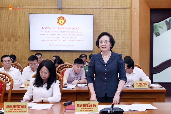 Bí thư Trung ương Đảng, Phó Thủ tướng Chính phủ Phạm Thị Thanh Trà phát biểu