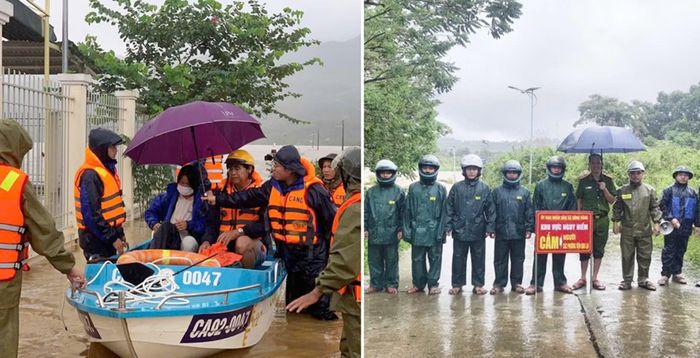 Lực lượng Công an cấp xã tại TP Đà Nẵng xung kích tuyến đầu hỗ trợ người dân trong mưa lũ, sạt lở đất cuối năm 2025.