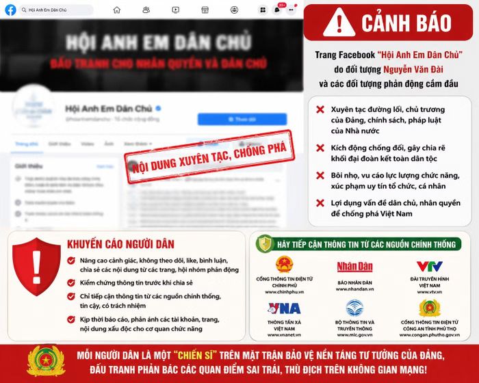 Công an tỉnh Phú Thọ cảnh báo nội dung xuyên tạc, chống phá.