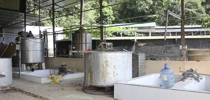 Bên trong cơ sở sản xuất, chế biến tinh bột dong riềng.