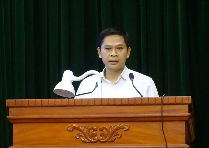 Phó Kiểm toán trưởng KTNN chuyên ngành IV Lại Xuân Nghị phát biểu. Ảnh: T.THIỆN