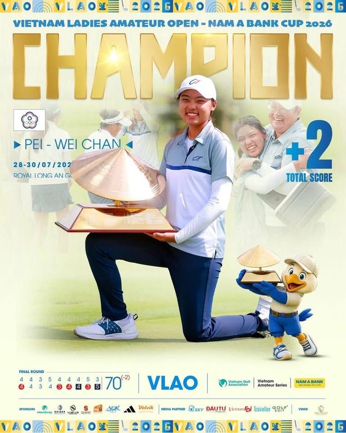 Golfer 17 tuổi người Đài Loan (Trung Quốc) Pei-Wei Chan xuất sắc giành vô địch VLAO 2026. Ảnh: VGA