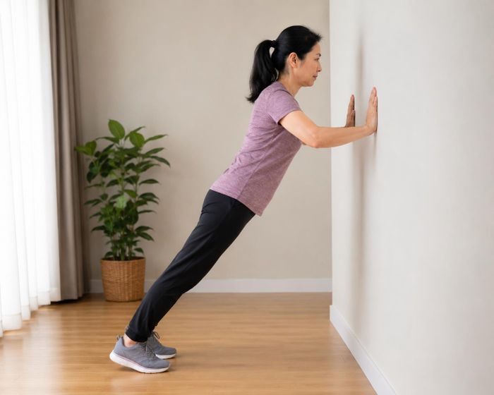 Bài tập chống đẩy tường giúp tăng cường cơ ngực, vai, cơ tam đầu và cơ lõi. Ảnh: AI.