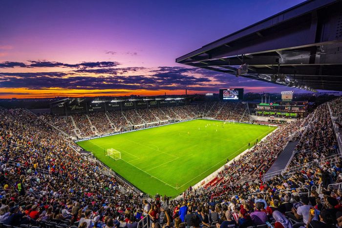  Sân vận động Audi Field đặt tại Washington, Mỹ là "sân nhà" của đội tuyển D.C United. Sân có sức chứa khoảng 20.000 chỗ ngồi. Ảnh: Audi Field. 
