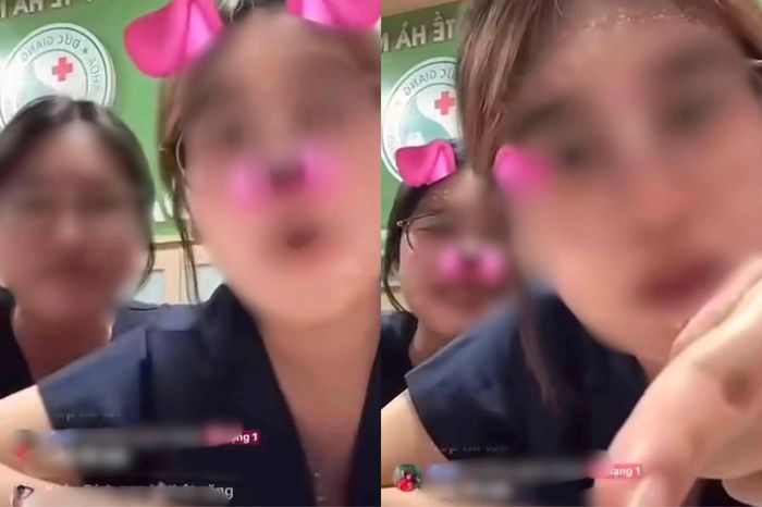 Hình ảnh hai sinh viên Y khoa livetream trên mạng xã hội. Ảnh cắt từ clip.