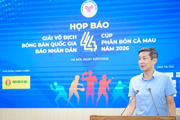 Cục trưởng Cục Thể dục thể thao Việt Nam Nguyễn Danh Hoàng Việt phát biểu tại họp báo công bố giải. Ảnh: Bảo Long