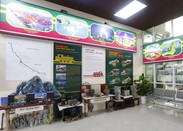 Không gian trưng bày hiện vật tại sảnh Ga Lào Cai