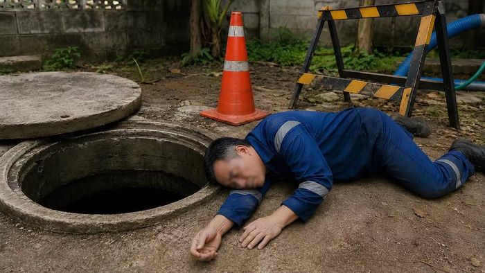 Dễ bị ngạt khí khi làm dưới bể ngầm - Ảnh minh họa BVCC