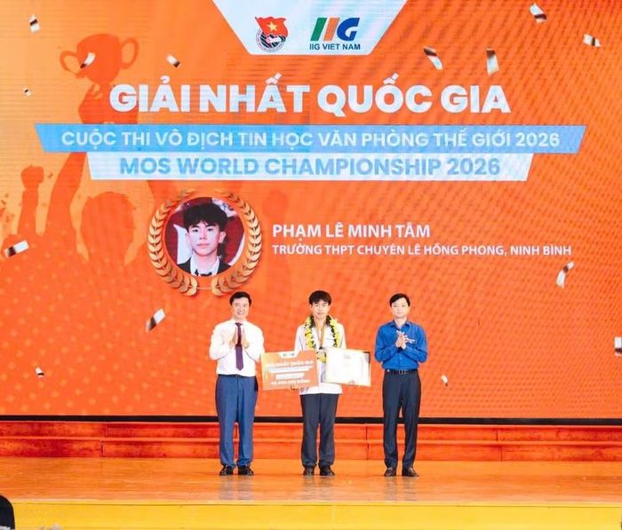 Em Phạm Lê Minh Tâm đoạt giải Nhất nội dung Microsoft Word Office 2019 tại Vòng chung kết quốc gia Cuộc thi Vô địch Tin học văn phòng thế giới 2026.