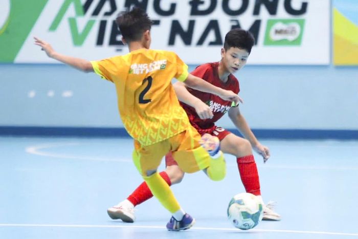 U11 Hồng Lĩnh Hà Tĩnh giành chiến thắng trước U11 Hải Phòng, lọt vào tứ kết U11 quốc gia. Ảnh: Nguyễn Thanh Dương.