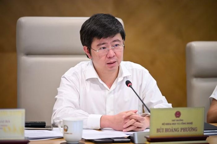 Thứ trưởng Bộ Khoa học và Công nghệ Bùi Hoàng Phương tại Họp báo. (Ảnh: Minh Sơn/Vietnam+)