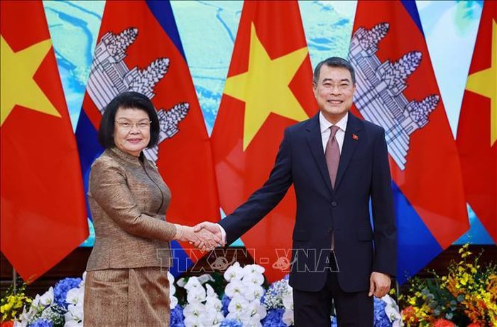 Chiều 28/7/2026, tại Trụ sở Chính phủ, Thủ tướng Lê Minh Hưng hội kiến Chủ tịch Quốc hội Campuchia Samdech Khuon Sudary đang thăm chính thức Việt Nam. Ảnh: Dương Giang/TTXVN