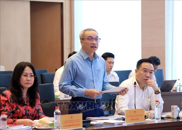 Thứ trưởng Bộ Văn hóa, Thể thao và Du lịch Phan Tâm báo cáo tờ trình Chính phủ về sửa đổi một số điều của Luật Xuất bản. Ảnh: Tuấn Anh/TTXVN