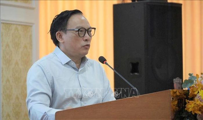 PGS.TS Hoàng Đình Cảnh, Viện trưởng Viện Sốt rét - Ký sinh trùng - Côn trùng Trung ương, phát biểu kết luận Hội nghị. Ảnh: Huỳnh Sơn/TTXVN
