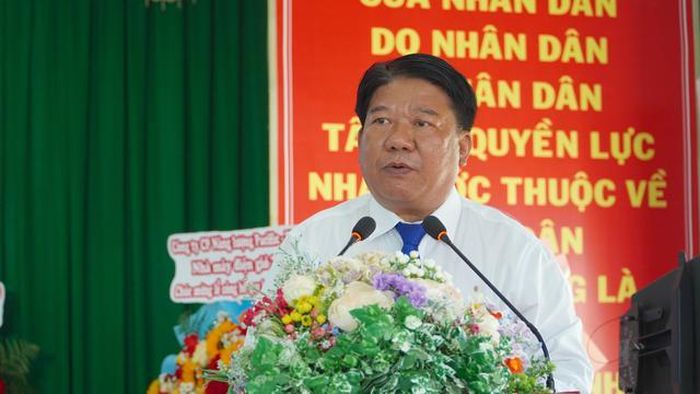 Ông Nguyễn Công Lý - Chủ tịch UBND xã Hòa Thắng phát biểu tại buổi Lễ.