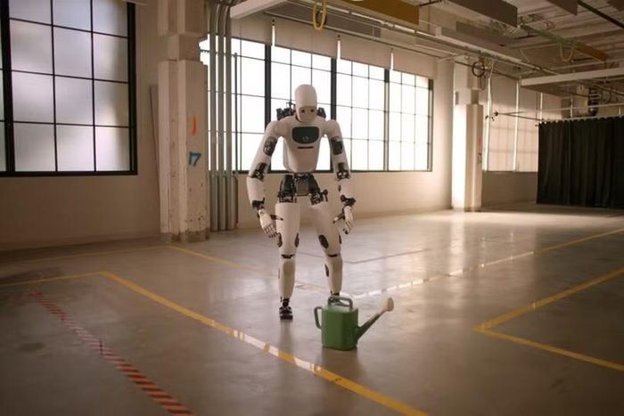 Robot sử dụng Gemini Robotics 2 trong thử nghiệm tương tác với một bình tưới cây. Ảnh: Google.