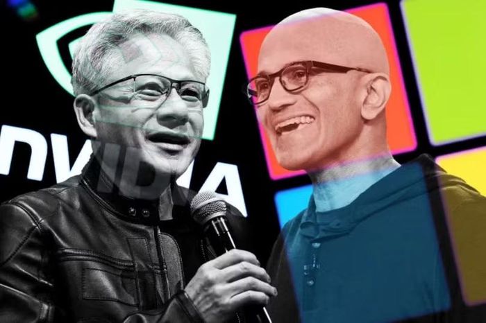 CEO Microsoft Satya Nadella (phải) và CEO Nvidia Jensen Huang. Ảnh: NetEase.