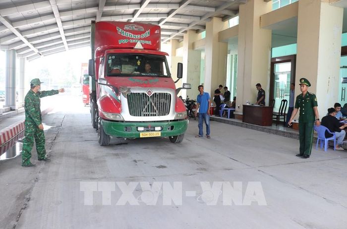 Hoạt động kiểm soát phương tiện tại các cửa khẩu quốc tế trên địa bàn tỉnh Tây Ninh được duy trì thường xuyên, góp phần bảo đảm an ninh, trật tự và tạo thuận lợi cho thương mại biên giới. Ảnh: Bùi Giang - TTXVN