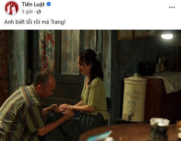 Tiến Luật bất ngờ đăng bài "nhận lỗi" với Thu Trang, thu hút sự chú ý của người hâm mộ. Ảnh: Chụp màn hình.