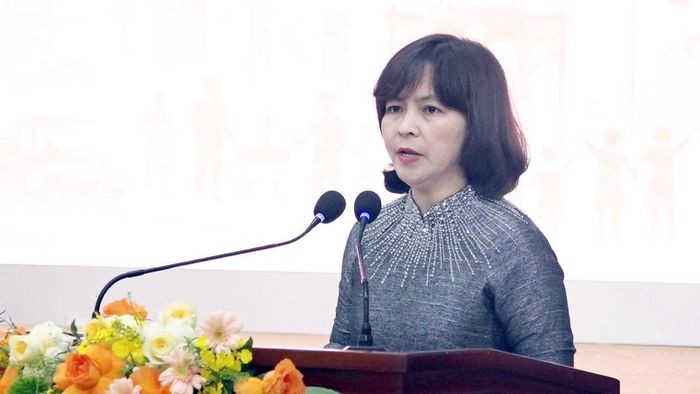 Bà Nguyễn Thị Thanh Tâm, Bí thư Đảng ủy, Chủ tịch Hội đồng nhân dân xã Thư Lâm, phát biểu khai mạc Chương trình 