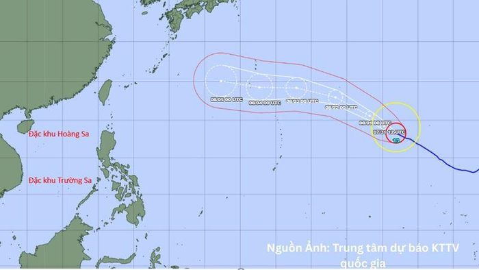 Dự báo đường đi của cơ quan khí tượng Nhật Bản lúc 7h sáng ngày 31/7/2026