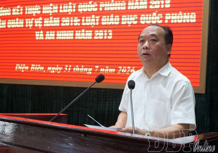 Phó Chủ tịch UBND tỉnh Nguyễn Minh Phú phát biểu bế mạc Hội nghị.