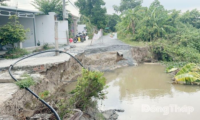 Tuyến đường Tây Phú An bị chia cắt, người dân phải mở lối mòn để đi.