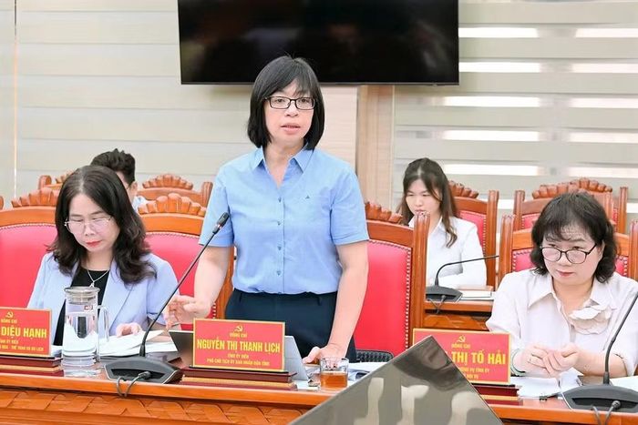 Phó Chủ tịch UBND tỉnh Nguyễn Thị Thanh Lịch nhấn mạnh cần nhìn nhận văn hóa là tài sản và phát triển kinh tế di sản thay vì chỉ bảo tồn đơn thuần. Ảnh: Đức Thụy