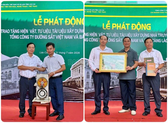 Các cá nhân trao tặng hiện vật tại buổi lễ.
