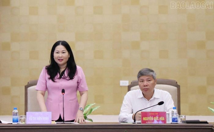 Đồng chí Vũ Thị Hiền Hạnh - Phó Chủ tịch UBND tỉnh phát biểu kết luận hội nghị.