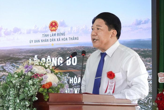 Chủ tịch UBND xã Hòa Thắng Nguyễn Công Lý phát biểu khai mạc tại lễ công bố
