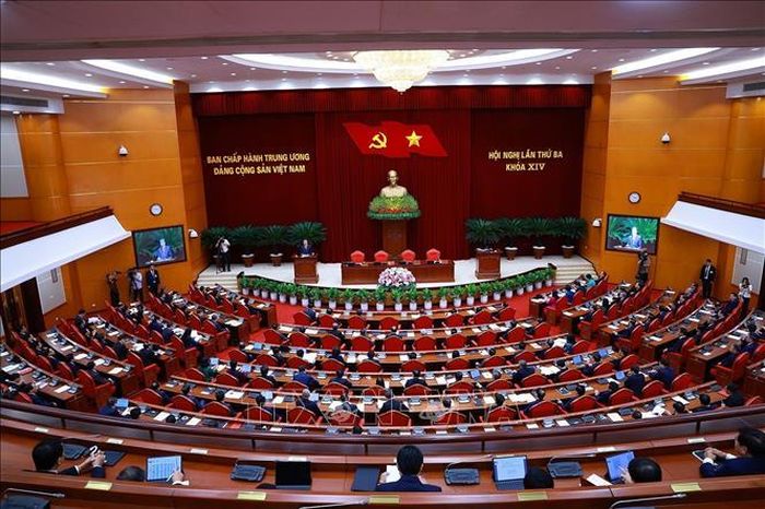 Hội nghị toàn quốc quán triệt, triển khai thực hiện Nghị quyết Trung ương 3, khóa XIV. (Ảnh: TTXVN)