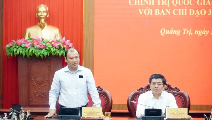 Đồng chí Lê Hải Bình, Phó Giám đốc Thường trực, Phó trưởng Ban Thường trực Ban Chỉ đạo 35 Học viện Chính trị Quốc gia Hồ Chí Minh phát biểu tại buổi làm việc - Ảnh: N.M