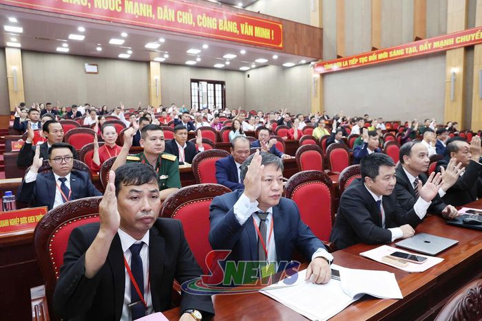 Các đại biểu biểu quyết thông qua nghị quyết Đại hội.