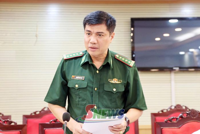 Lãnh đạo Ban Chỉ huy Bộ đội biên phòng tỉnh phát biểu tại hội nghị.