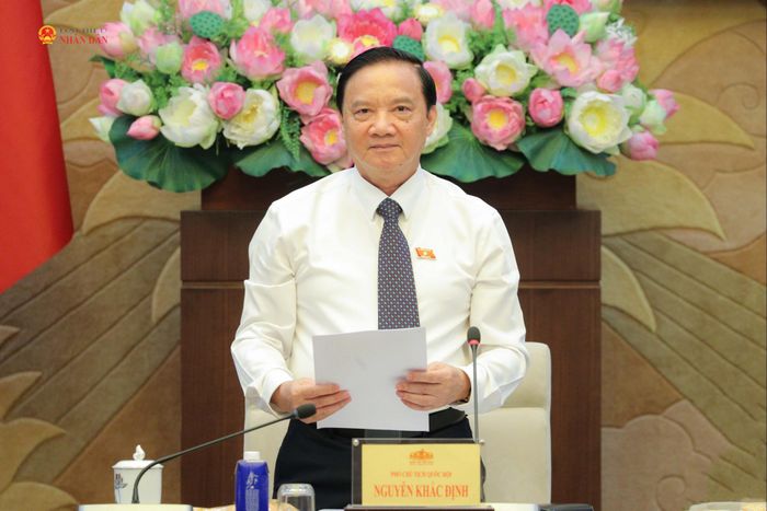Phó Chủ tịch Quốc hội Nguyễn Khắc Định phát biểu tại phiên họp