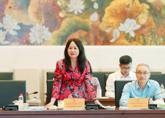 Bộ trưởng Bộ Văn hóa, Thể thao và Du lịch Lâm Thị Phương Thanh phát biểu tại Phiên họp