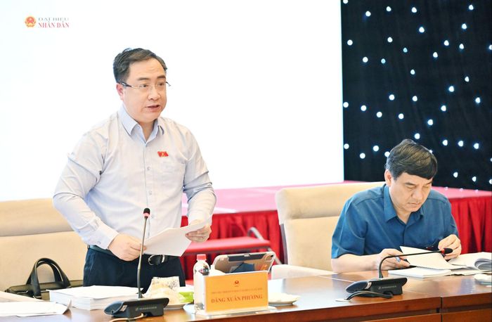 Phó Chủ nhiệm Ủy ban Văn hóa và Xã hội Đặng Xuân Phương trình bày dự thảo báo cáo thẩm tra
