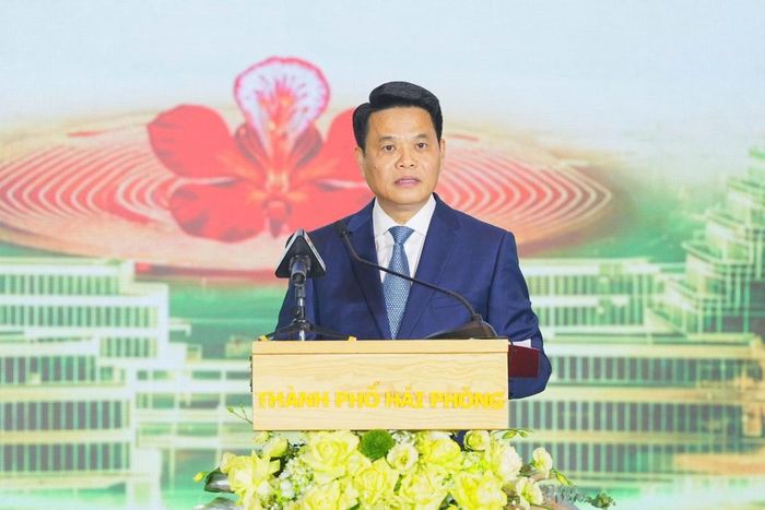 Bí thư Thành ủy Lê Ngọc Châu phát biểu khai mạc Hội nghị. Ảnh: CTTDT HP