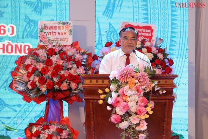 Ông Ngô Ngọc Khánh - Chủ tịch Liên minh HTX TP Hải Phòng phát biểu tại Lễ Kỷ niệm.