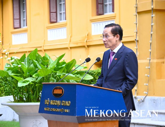 Bộ trưởng Ngoại giao Lê Hoài Trung phát biểu tại buổi lễ. Ảnh: Đỗ Thảo - Mekong ASEAN