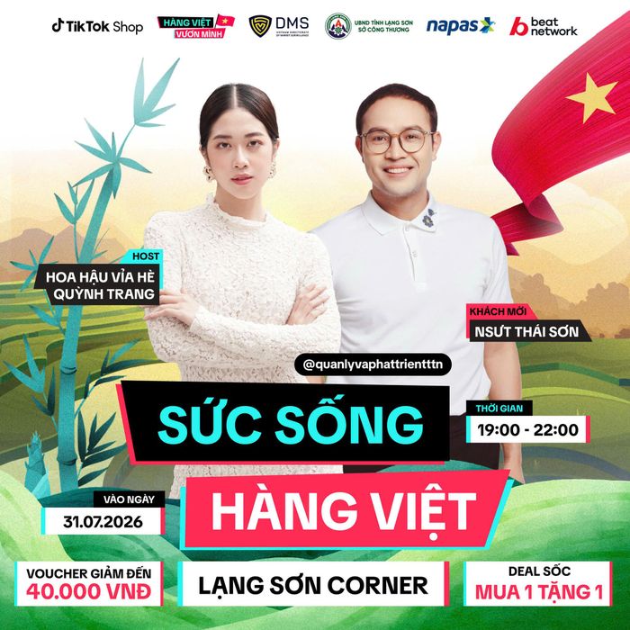 Diễn viên Thái Sơn trong vai trò KOL phiên livestream, diễn ra vào 19h đến 22h ngày 31/7 trên Kênh Tiktok của Cục Quản lý và Phát triển thị trường trong nước.